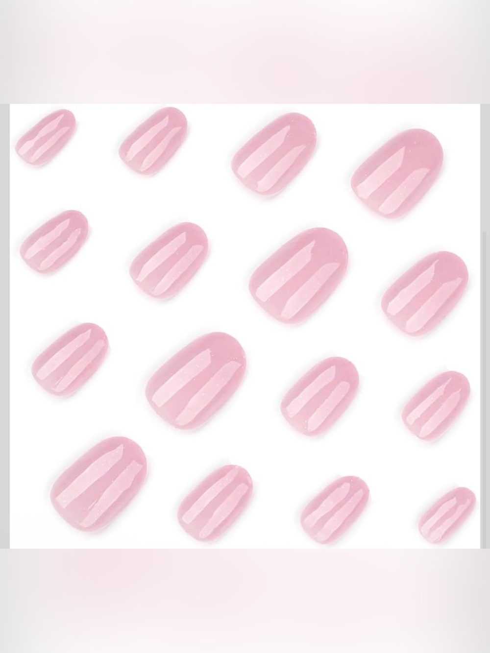 Classic Sheer Pink Press-On Nails with Subtle Sparkle 24Pcs - Picture 3 of 3